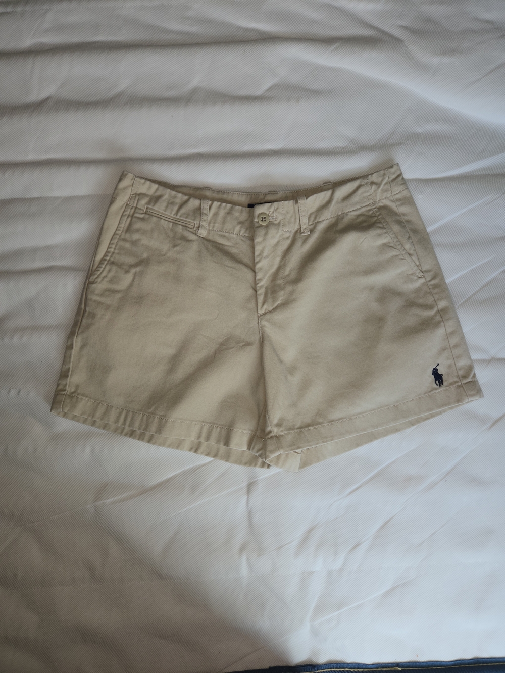 Ralph Lauren Sport Women Chino Shorts Size 4 Beige Tan Pony Logo Cotton